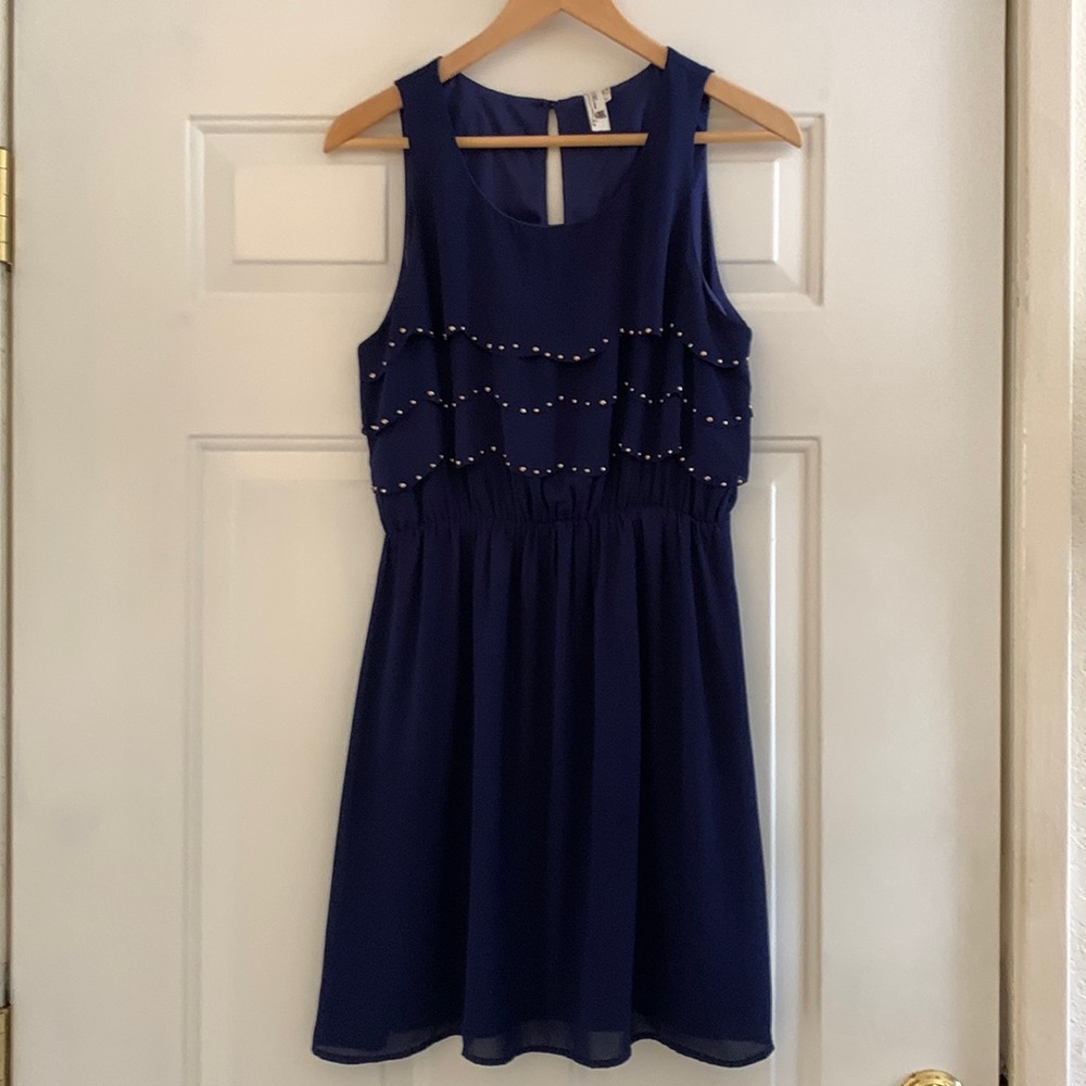 Blue Dress with Ruffle Detail